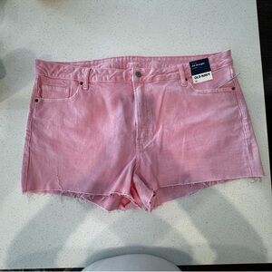 Old Navy High-Rise OG Straight Pink Denim Cutoff Shorts Size 22